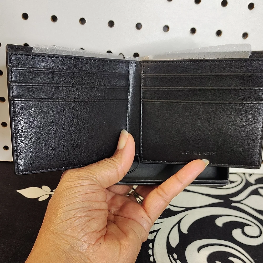 Michael Kors Black Textured Slim Money Clip Wallet